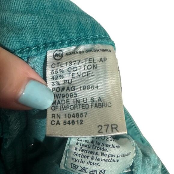 Adriano Goldschmied Teal Blue Stevie Ankle Slim Straight Denim Jeans Women Sz 27 - Picture 11 of 11
